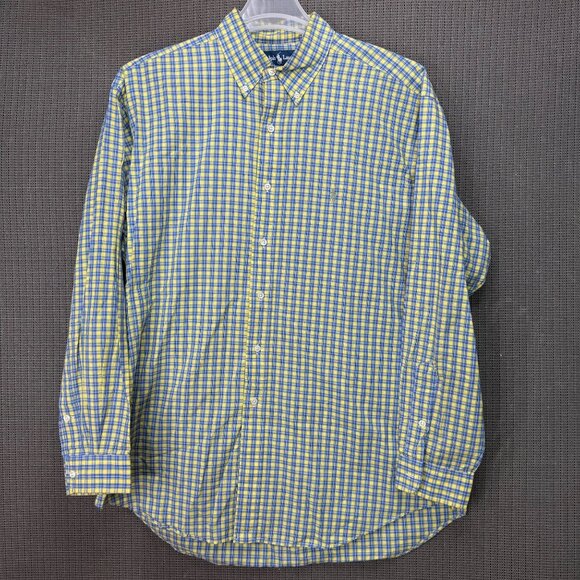 Ralph Lauren Blake Mens Size L Yellow & Blue Plaid Button-Down Shirt Long Sleeve - Picture 1 of 8